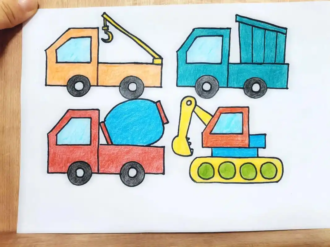 简笔画幼儿园 简笔画车子大全 简笔画工程车的画法 工程车小班 - 抖音