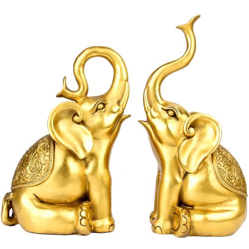 摆件朴器厘米吉祥象一一对大象吸水摆件