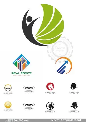 箭头翅膀人形元素标志设计矢量素材