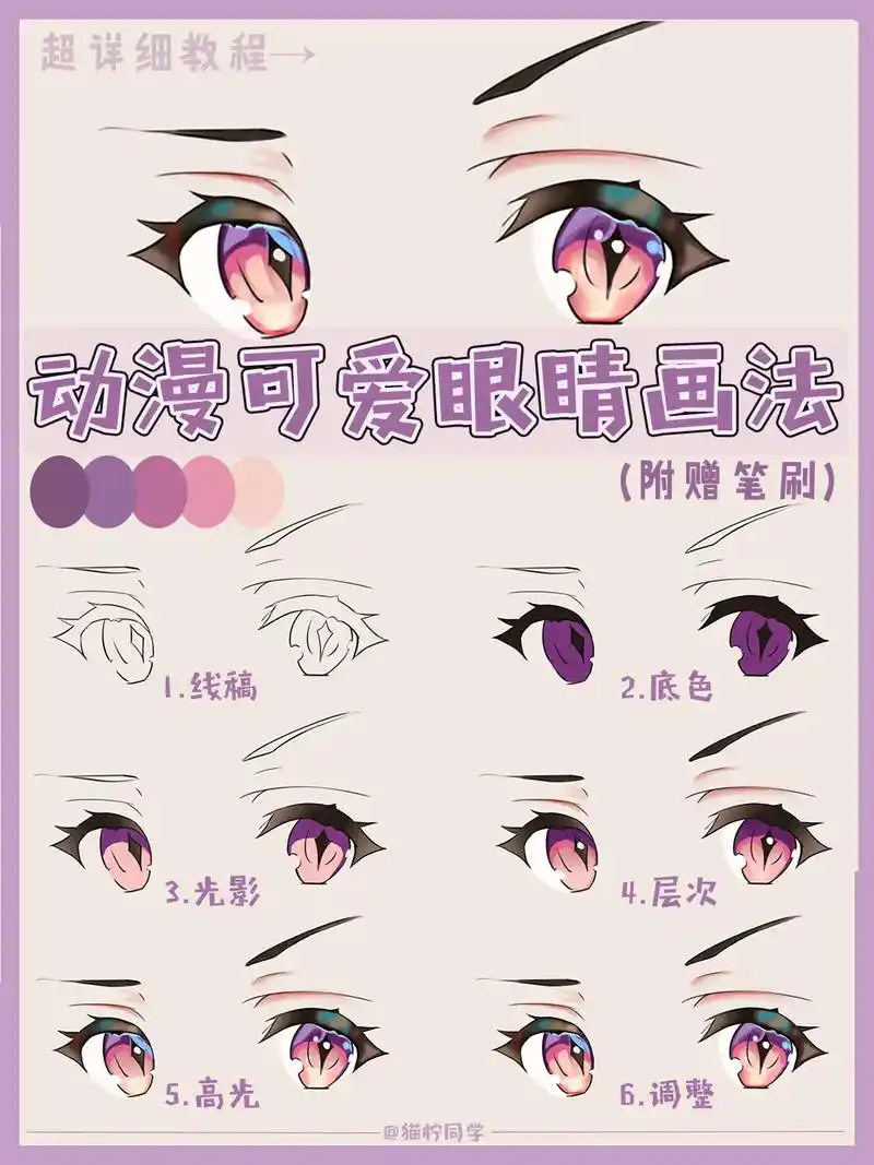 绘画教程二次元萌妹的眼睛怎么画