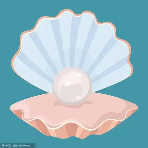 卡通贝壳和一个珍珠贝壳