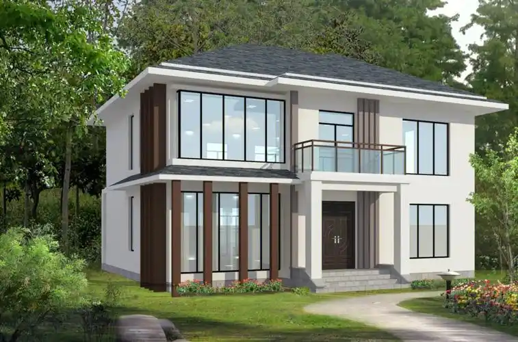 现代二层极简别墅带地下室超大车库07