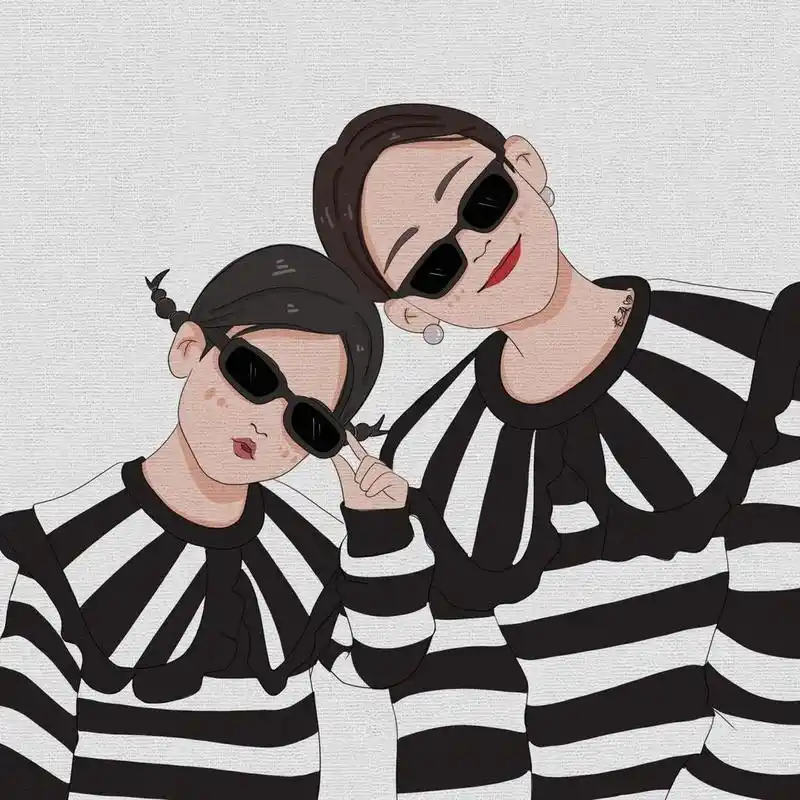 插画 | 头像 | 一组母女跟母子的亲子头像 图片可做个人头像,个人壁纸