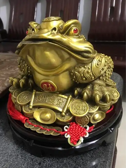 风水阁 纯铜金蟾招财摆件旺财风水金蝉三足蟾蜍店铺客厅开业礼品