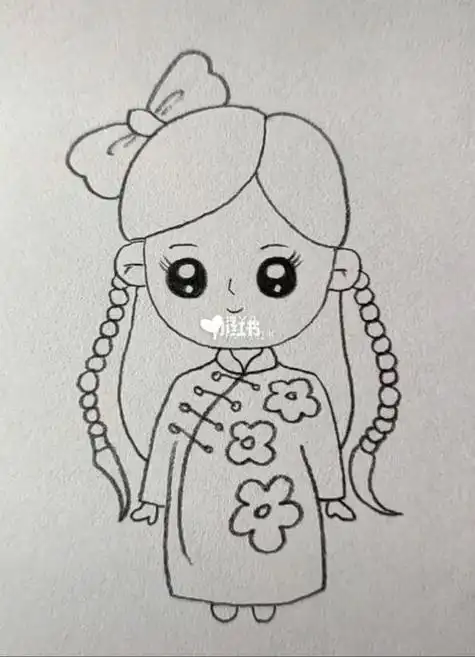 童眸中大丫头简笔画