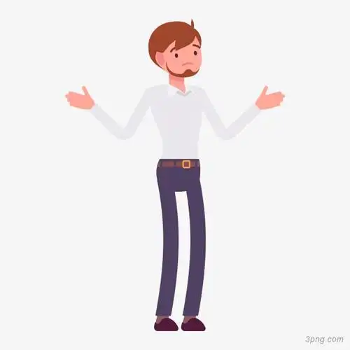无奈的卡通白衬衫男人