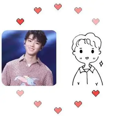 王俊凯手绘黑白简笔画头像