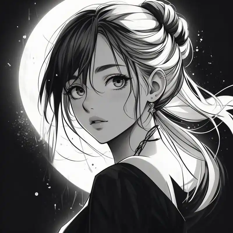 96 绝美黑白动漫女生头像