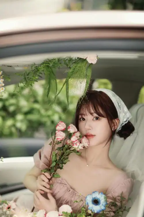 赵露思白色头巾照##赵露思田园公主风