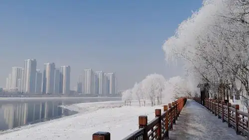 吉林雾凇奇观…由于松花江上游丰满水电站产生的热效应,使得沿江两岸