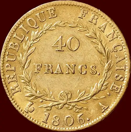 法国- 40 法郎 1806a 拿破仑一世,金币