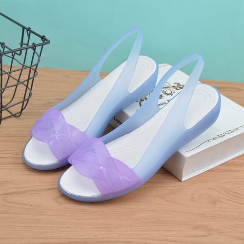 书兜下雨天穿的凉鞋女鱼嘴坡跟果冻鞋夏季沙滩软底外穿女士防水塑料