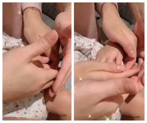 同时还晒出了一张婴儿的小脚丫,和安安蹦得很高的照片,激动的心情一目