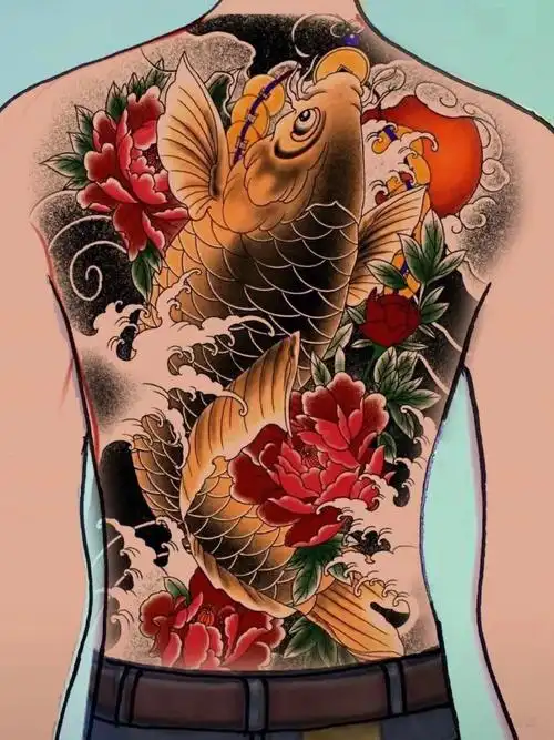 满背招财鱼素材江阴探店江阴纹身店