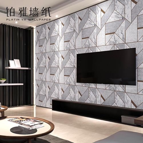 北欧几何图形大理石纹墙纸现代简约卧室客厅电视背景墙壁纸高级感