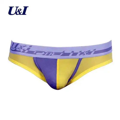 u & i 男士内裤 竹浆纤维透气撞色裤头u凸囊袋 潮男三角内裤男 黄 m