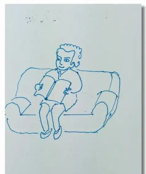侧面沙发看书简笔画