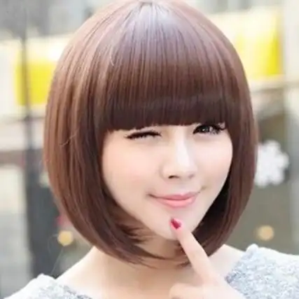 圆脸适合的波波头短发发型可爱知性