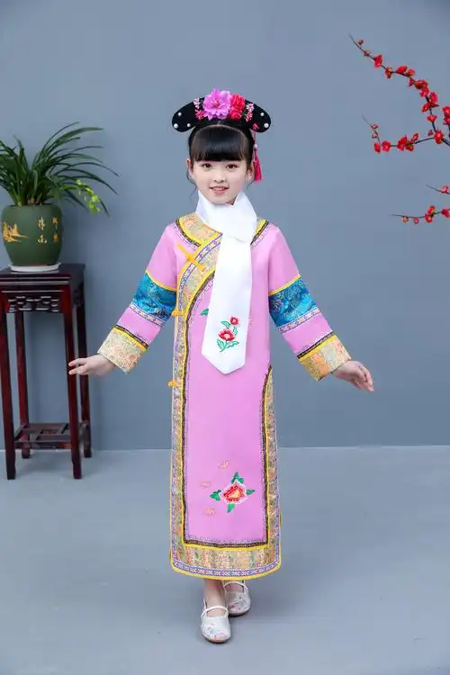 清朝古装女旗服朝服福晋满族服饰格格装宫女还珠格格服装年会宫廷