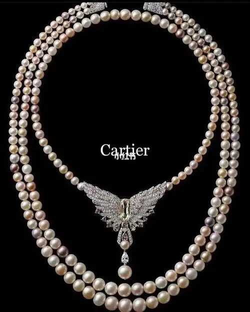 90 卡地亚高级珠宝天然珍珠项鏈