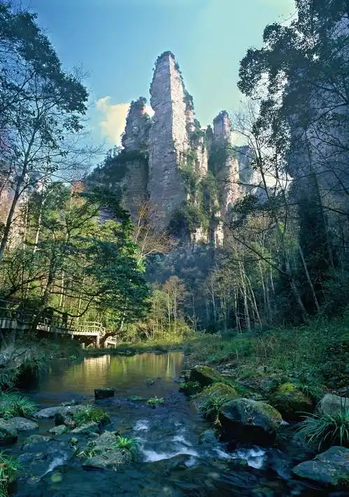 张家界有条金鞭溪_石头_地貌_山峰