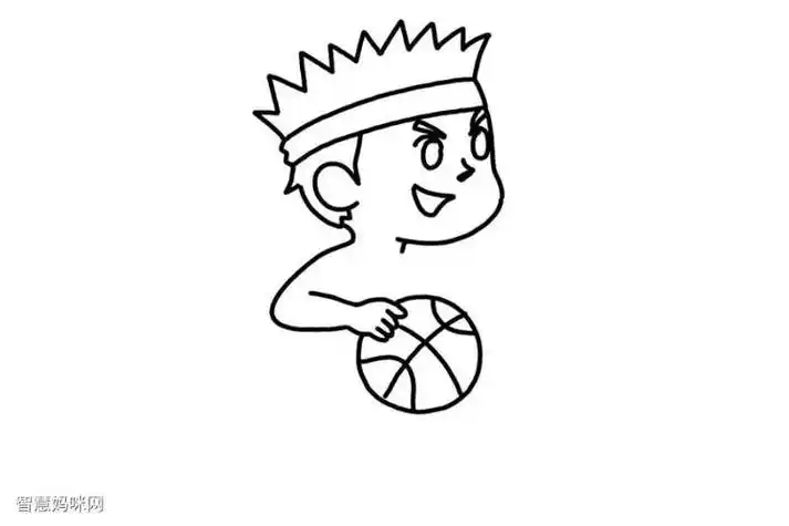 卡通小男孩打篮球简笔画