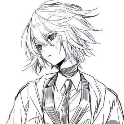 二次元黑白男生头像
