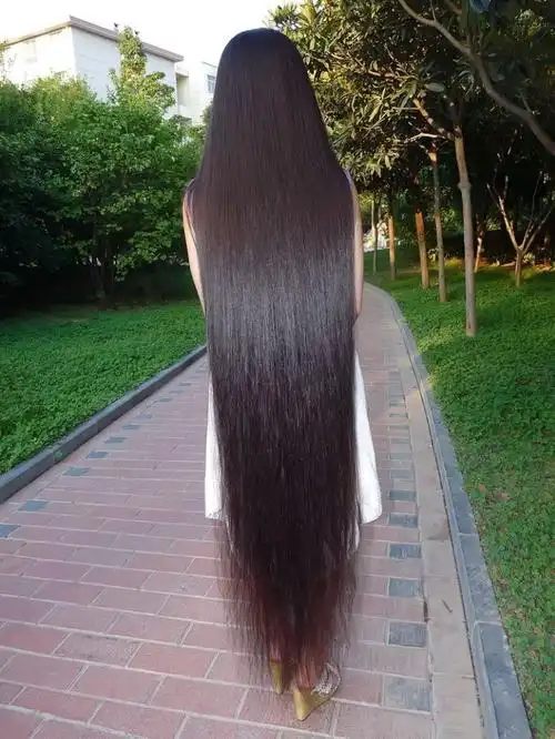 剪下漂亮女孩发质一流的及地长发-戈壁落日071#(41)