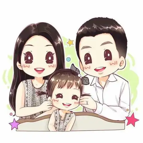 手绘头像一家人在一起就是最大的幸福