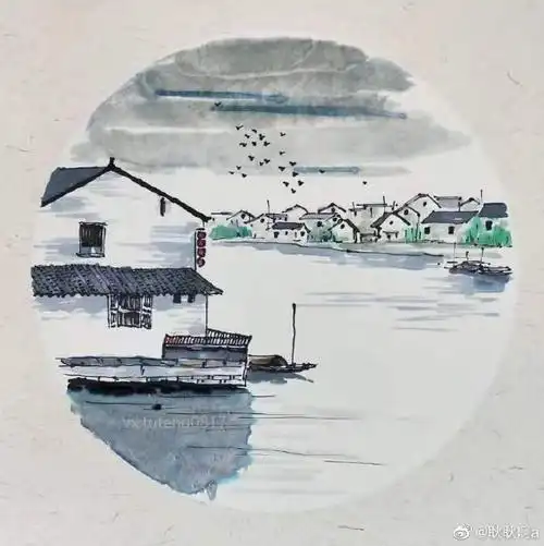 创意美术精选##儿童画##每日一画##水彩风景画##国画##江南水乡##建筑