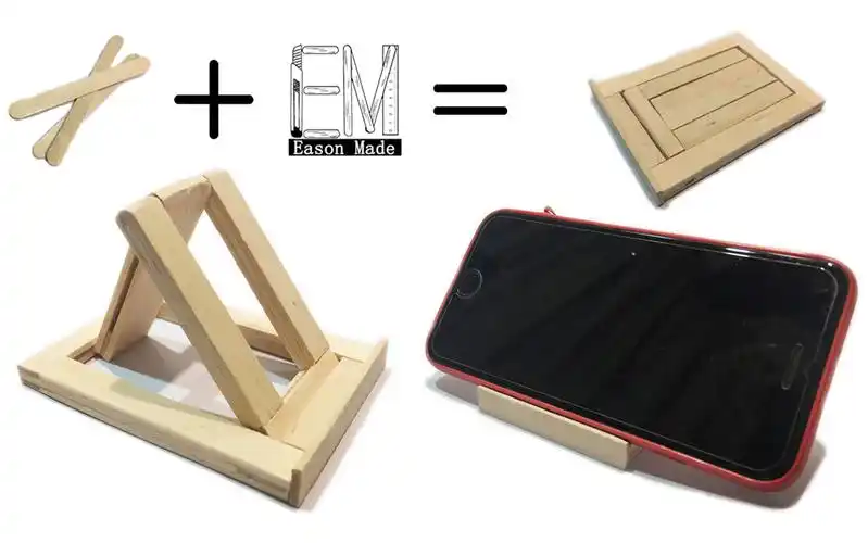 活动作品diy雪糕棍7用冰棒棍做个折叠手机支架方便携带小木棍也能有大