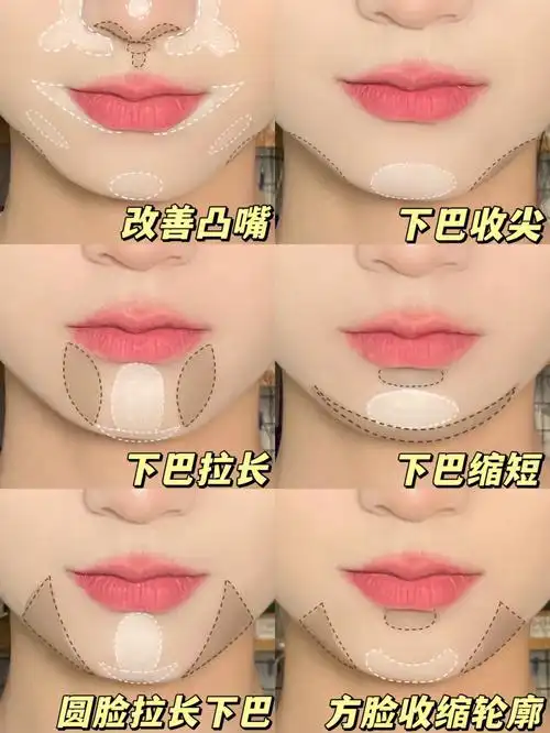 整理了适用于6种不同脸型的下巴修容凸嘴,长下巴,短下巴,圆脸,方脸都