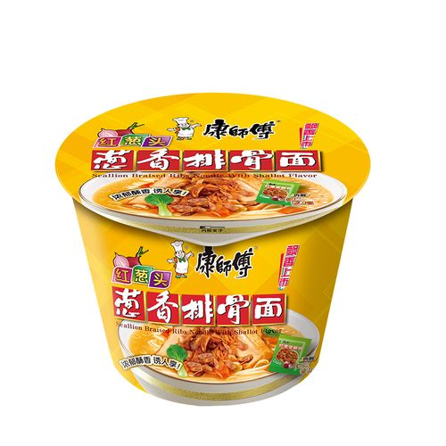 康师傅方便面食品红葱头葱香排骨桶装泡面速食面即冲泡方便面
