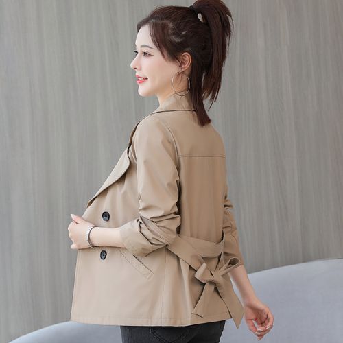 气质风衣女短款2022年春秋修身显瘦小个子女士英伦风垂感风衣外套