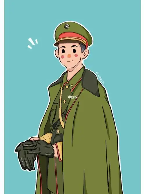 照片变插画军装男孩
