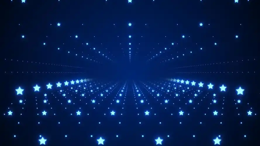 4k蓝色星星舞台空间穿梭背景视频星光大道背景
