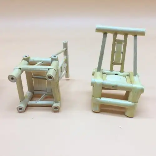 创意手工竹子工艺品竹制儿童过家家玩具椅子组合套装竹桌椅摆件
