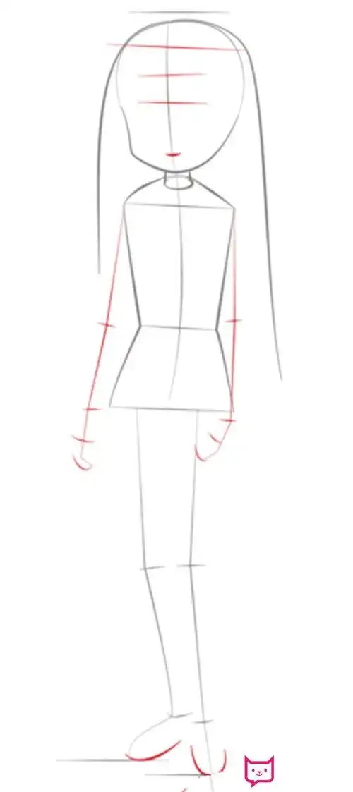 动漫长头发女孩简笔画教程