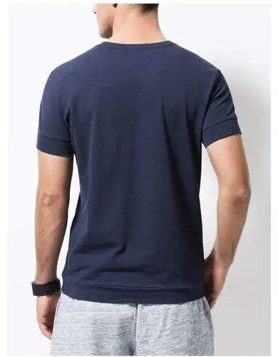 千纸鹤 千纸鹤男装短袖t恤 2017夏男士半截袖纯色青年圆领上衣 弹力