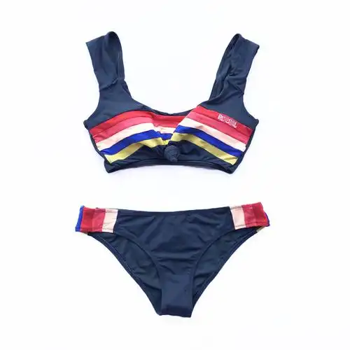 澳洲运动时尚三角比基尼游泳衣女冲浪潜水彩虹色聚拢显瘦海滩度假