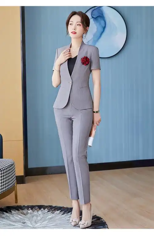 高档抗皱免烫气质职业套装女士士时尚高端名媛套装春夏西装套裙售楼部