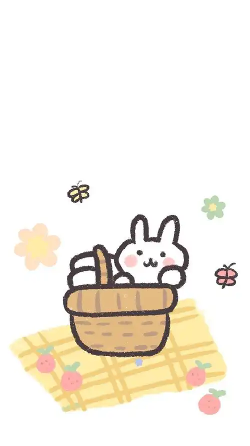 手绘可爱风壁纸 小清新壁纸 插画 拿图的小可爱说一声哟