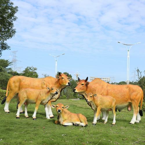 仿真牛雕塑水牛黄牛玻璃钢落地动物模型摆件户外园林景观草坪装饰