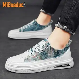 名格度migoaduc品牌帆布鞋男鞋2024年新款春季秘密森林油画板鞋休闲