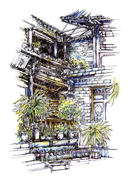 丽江古镇马克笔表现-堆糖,美好生活研究所