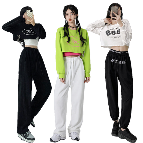 韩版短款露脐街舞卫衣潮宽松爵士舞套装啦啦队团体jazz跳舞演出服