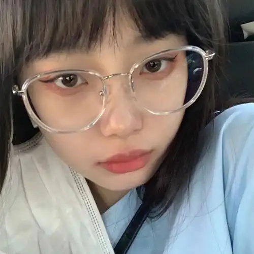 好奇复古透明素颜女眼镜框韩版小清新椭圆平光镜学生防蓝光近视眼镜架