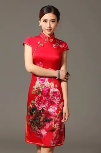 真丝旗袍新娘结婚旗袍裙改良中式旗袍礼服敬酒服图片_5