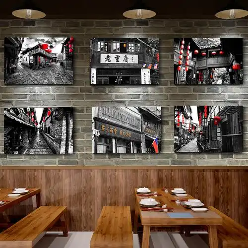 餐厅墙画_重庆老照片装饰画饭店怀旧老旧墙壁画餐厅复古挂画火锅店