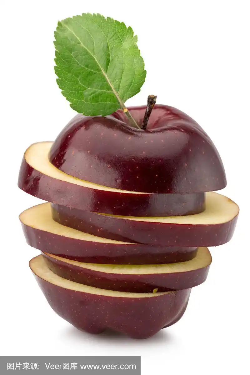 切红苹果,在白色背景上孤立